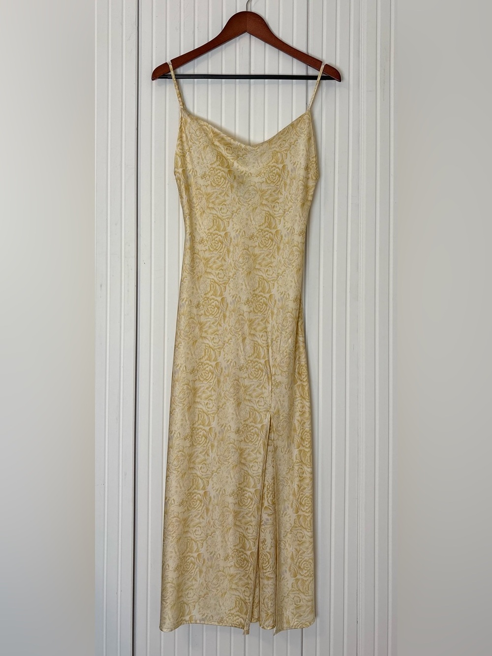 Paper Heart Maxi Slip Dress XS Yellow Cowl Neck Special Occasion Wedding Guest